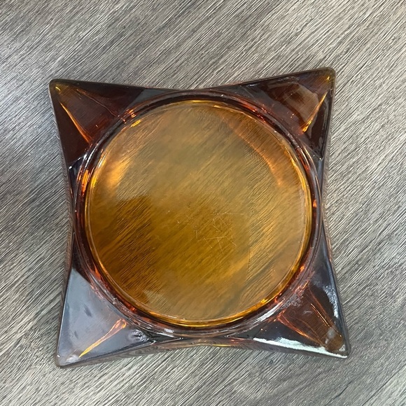 Vintage Amber Glass Ashtray - Picture 2 of 2